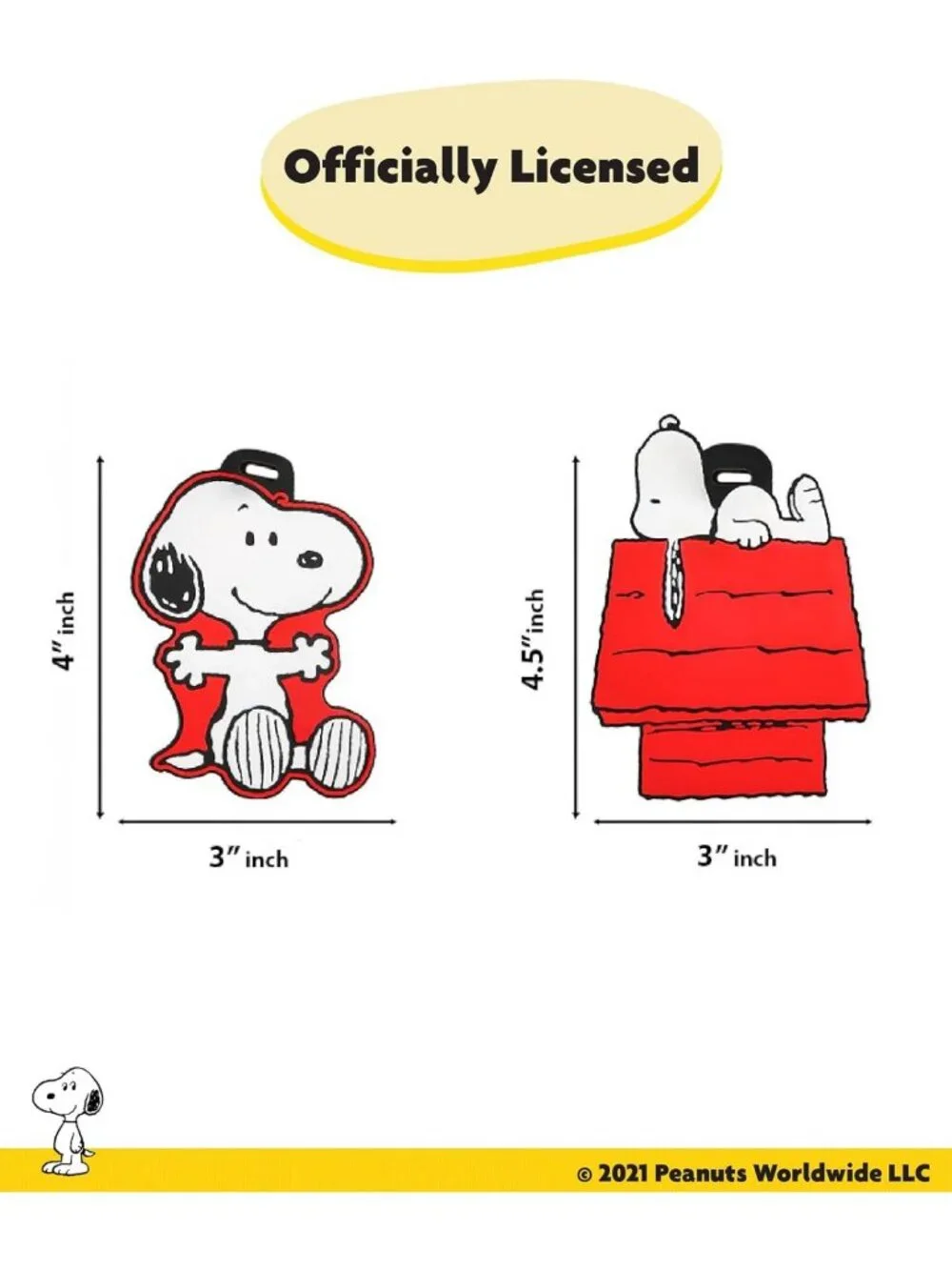 Snoopy Luggage Tags Set of 4 - Cute Travel Accessories for Kids & Adults